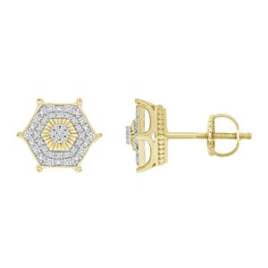 LADIES EARRINGS 0.16CT ROUND DIAMOND  STERLING SILVER/YELLOW