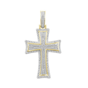 MEN'S PENDANT 0.25CT ROUND DIAMOND  STERLING SILVER/YELLOW