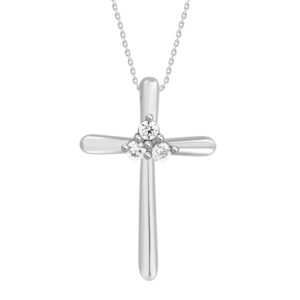 LADIES PENDANT WITH CHAIN 0.10CT ROUND DIAMOND 10K WHITE GOLD