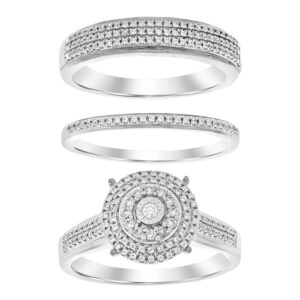 LADIES TRIO SET 0.50CT ROUND DIAMOND 10K WHITE GOLD