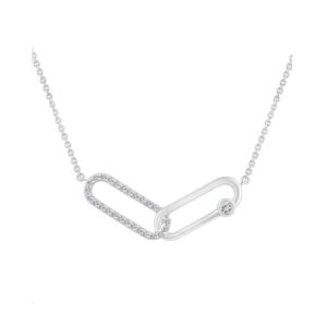 LADIES NECKLACE 0.25CT ROUND DIAMOND 14K WHITE GOLD