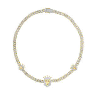 MEN'S NECKLACE 2.00CT ROUND DIAMOND 10K YELLOW GOLD