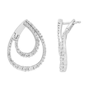 LADIES EARRINGS 1.00CT ROUND DIAMOND 14K WHITE GOLD