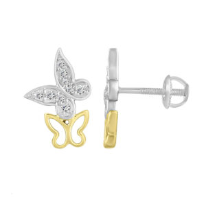 LADIES EARRINGS 0.15CT ROUND DIAMOND 10K/SS WHITE/YELLOW GOLD/STERLING SILVER