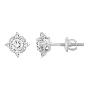 EARRINGS 0.75CT ROUND DIAMOND 10K WHITE GOLD