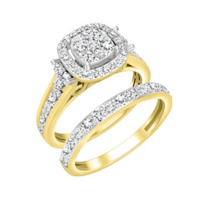 LADIES BRIDAL SET 1.00CT ROUND DIAMOND 14K YELLOW GOLD