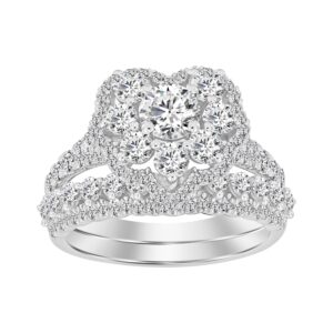LADIES BRIDAL SET 1.50CT ROUND DIAMOND 14K WHITE GOLD(SI QUALITY) (CENTER STONE 0.50 CT ROUND DIAMOND)