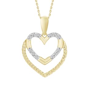 LADIES PENDANT 0.10CT ROUND DIAMOND 10K YELLOW GOLD