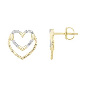 LADIES EARRINGS 0.10CT ROUND DIAMOND 10K YELLOW GOLD