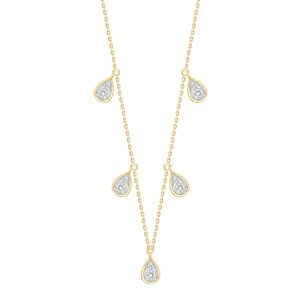 LADIES NECKLACE 0.25CT ROUND DIAMOND 14K YELLOW GOLD
