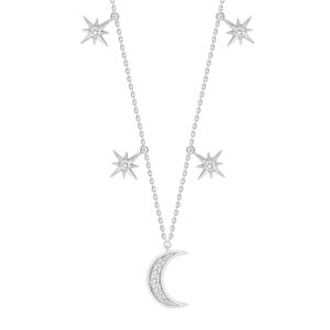 LADIES NECKLACE 0.25CT ROUND DIAMOND 14K WHITE GOLD