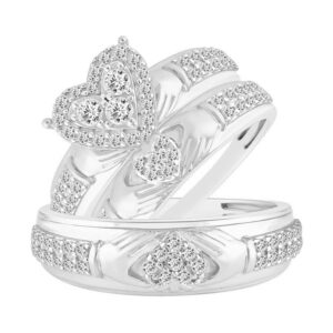 LADIES TRIO SET 1.00CT ROUND DIAMOND 10K WHITE GOLD