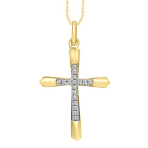 LADIES PENDANT 0.05CT ROUND DIAMOND 10K YELLOW GOLD