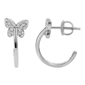LADIES EARRINGS 0.20CT ROUND DIAMOND 10K WHITE GOLD