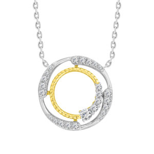 LADIES NECKLACE 0.50CT ROUND DIAMOND 10K WHITE/YELLOW GOLD