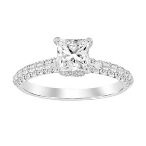LADIES RING 0.50CT ROUND/PRINCESS DIAMOND 14K WHITE GOLD(SI QUALITY) (CENTER STONE 0.75 CT PRINCESS DIAMOND)