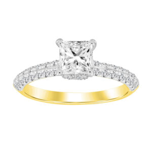 LADIES RING 0.50CT ROUND/PRINCESS DIAMOND 14K YELLOW GOLD(SI QUALITY) (CENTER STONE 0.75 CT PRINCESS DIAMOND)