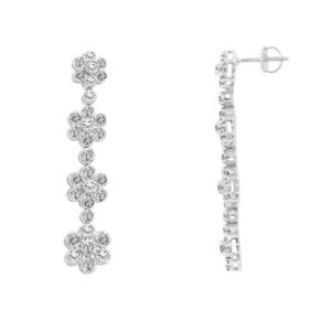 LADIES EARRINGS 1.75CT ROUND DIAMOND 10K WHITE GOLD