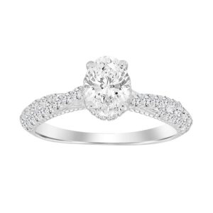 LADIES RING-SEMI MOUNT 0.50CT ROUND/OVAL DIAMOND 14K WHITE GOLD