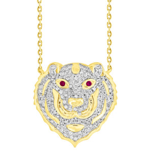 LADIES PENDANT 0.20CT ROUND/RUBY DIAMOND 10K YELLOW GOLD