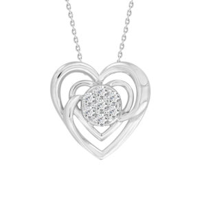 LADIES PENDANT 0.10CT ROUND DIAMOND 10K WHITE GOLD
