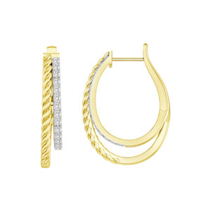 LADIES EARRINGS 0.16CT ROUND DIAMOND 14K YELLOW GOLD