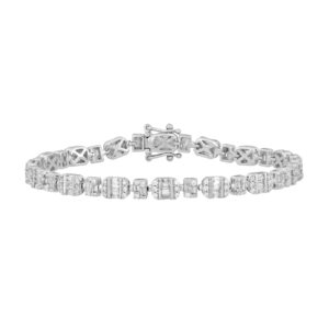LADIES BRACELET 2.00CT ROUND/BAGUETTE DIAMOND 14K WHITE GOLD