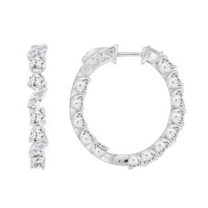 LADIES EARRINGS 2.00CT ROUND/OVAL/MARQUISE DIAMOND 14K WHITE GOLD