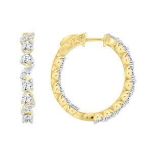 LADIES EARRINGS 2.00CT ROUND/OVAL/MARQUISE DIAMOND 14K YELLOW GOLD