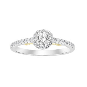 LADIES SEMI MOUNT BRIDAL SET 0.50CT ROUND DIAMOND 14K WHITE/YELLOW GOLD (CENTER STONE 0.25 CT ROUND DIAMOND)