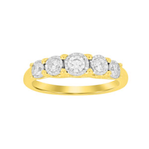 LADIES RING 0.50CT ROUND DIAMOND 10K YELLOW GOLD