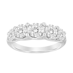 LADIES RING 1.00CT ROUND DIAMOND 10K WHITE GOLD