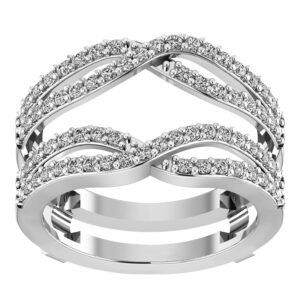 LADIES WRAP RING 0.50CT ROUND/BLACK DIAMOND 10K WHITE GOLD