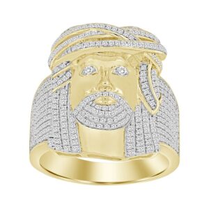 MEN'S RING 0.75CT ROUND DIAMOND 10K YELLOW GOLD