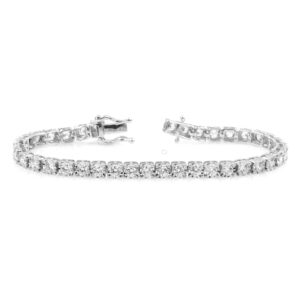 LADIES BRACELET 5.00CT ROUND DIAMOND 10K WHITE GOLD