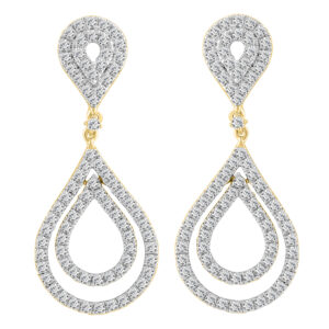 LADIES EARRINGS 1.50CT ROUND DIAMOND 14K YELLOW GOLD