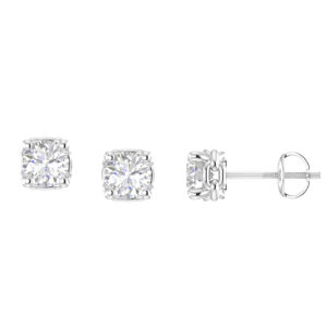 LADIES EARRINGS 0.50CT ROUND DIAMOND 14K WHITE GOLD