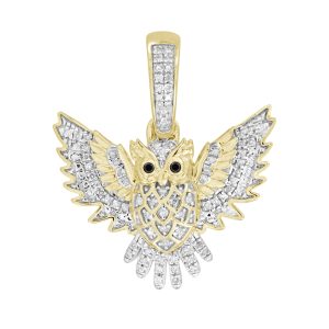 MEN'S PENDANT 0.16CT ROUND/BLACK DIAMOND 10K YELLOW GOLD
