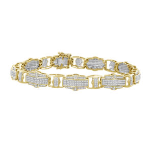 MEN'S BRACELET 2.25CT ROUND DIAMOND 14K YELLOW GOLD