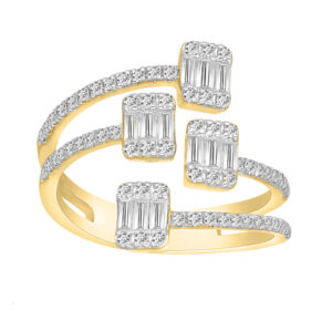 LADIES BAND 0.75CT ROUND/BAGUETTE DIAMOND 10K YELLOW GOLD