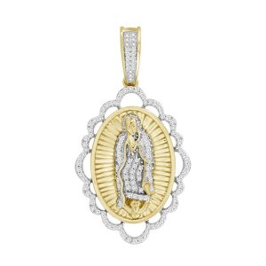 MEN'S CHARM PENDANT 0.20CT ROUND DIAMOND 10K YELLOW GOLD