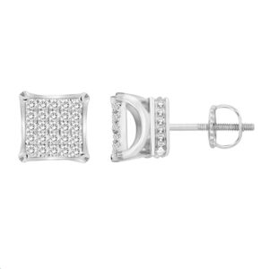 LADIES  EARRINGS 0.16CT ROUND DIAMOND  STERLING SILVER/WHITE