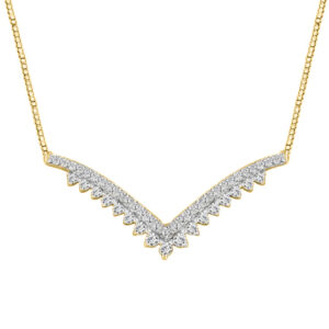 LADIES NECKLACE 0.25CT ROUND DIAMOND 10K YELLOW GOLD