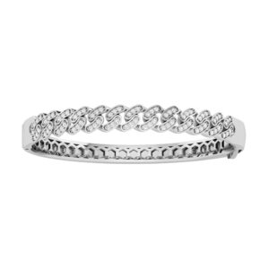 LADIES  BANGLE 1.00CT ROUND DIAMOND 10K WHITE GOLD