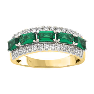 LADIES BAND 1.65CT ROUND/EMERALD DIAMOND 14K YELLOW GOLD