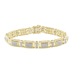 MEN'S  BRACELET 1.50CT ROUND DIAMOND 10K YELLOW GOLD
