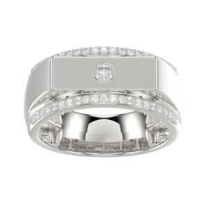 MEN'S BAND 0.50CT ROUND DIAMOND 14K WHITE GOLD
