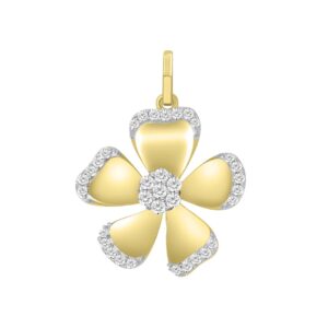 LADIES PENDANT WITH CHAIN 0.25CT ROUND DIAMOND 14K YELLOW GOLD