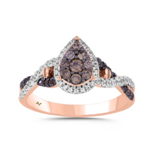 LADIES RING 0.50CT ROUND/DARK BROWN DIAMOND 14K ROSE GOLD