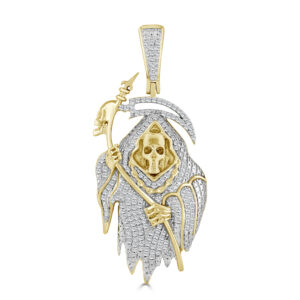 MEN'S CHARM PENDANT 0.33CT ROUND DIAMOND 10K YELLOW GOLD